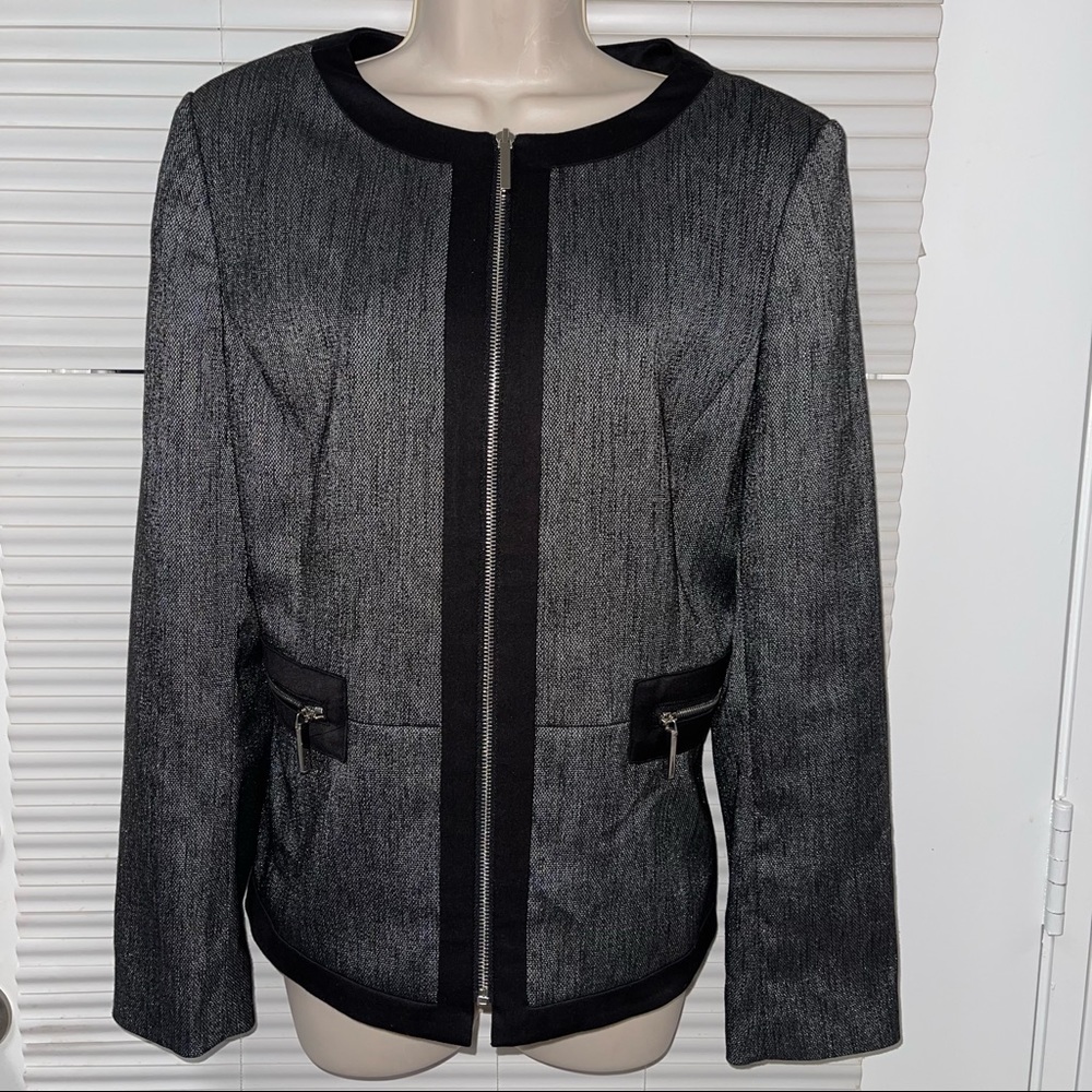 Anne Klein Black/Sliver Blazer With front Pockets